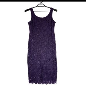 Alex Evenings dress purple sequin lace midi sleeveless